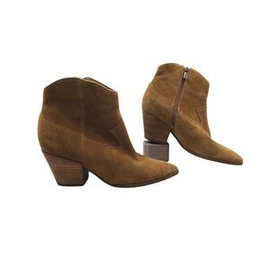 Lucky Brand Ellamy Bootie Women 9 Brown Excellent Suede Western Ankle Boots